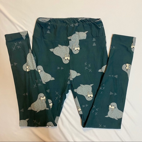 NEW Lularoe OS Walrus Blue Print Leggings - Picture 2 of 3